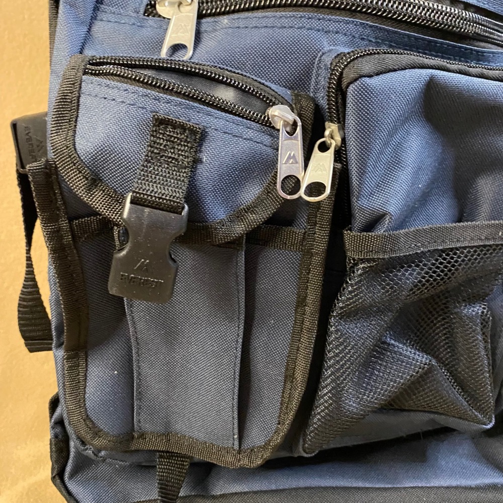 Everest Rolling Backpack Wheeled CarryOn Luggage Travel School Bag Navy Blue EUC - Picture 7 of 10